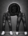 JEANS DSQRD2 BOTA RECTA COLOR NEGRO/DETALLE/DEGRADADO BLANCO/ROTOS NEGROS