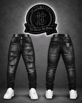 JEANS DSQRD2 BOTA RECTA COLOR NEGRO/DETALLE/PARCHE "HOJA DE MAPLE" NEGRO/DEGRADADO BLANCO/ROTOS NEGROS