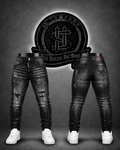 JEANS DSQRD2 BOTA RECTA COLOR NEGRO/DETALLE/PERLADO/PARCHE "HOJA DE MAPLE CON PERLAS" NEGRO/DEGRADADO BLANCO/ROTOS NEGROS