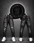 JEANS DSQRD2 BOTA RECTA COLOR NEGRO/DETALLE/PARCHES NEGROS/DEGRADADO BLANCO/ROTOS NEGROS (Copia)