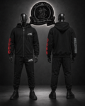 CONJUNTO HLLSTRS COLOR NEGRO/DETALLES/LOGO FRONTAL/MANGAS ESTAMPADO FRASE Y LOGO
