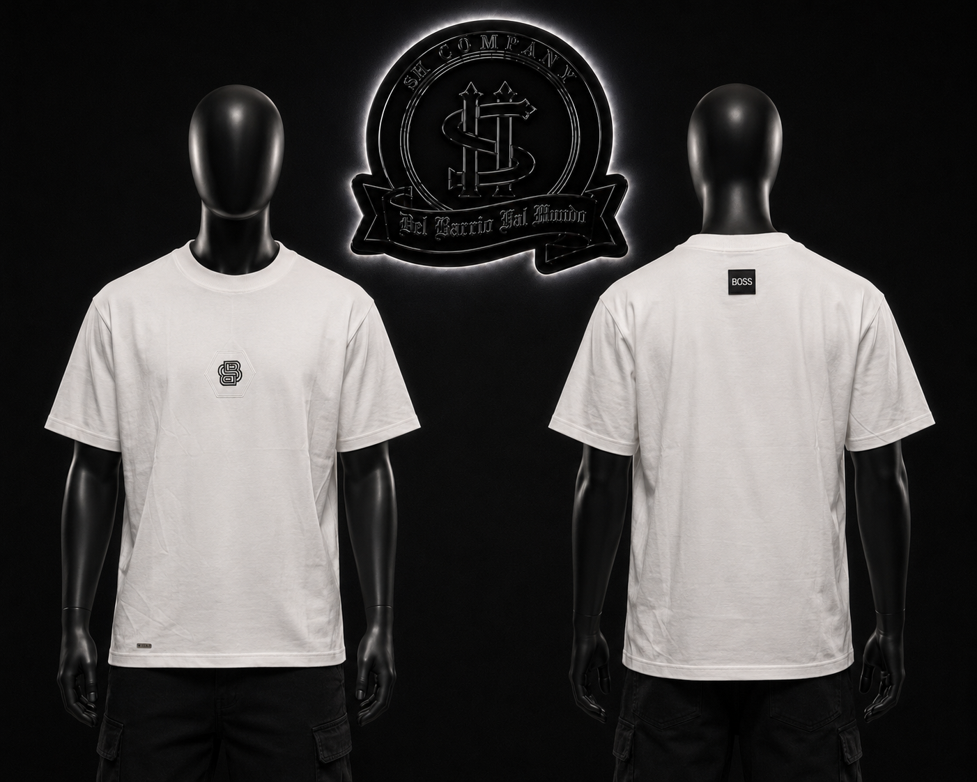 CAMISETA BOSS COLOR/BLANCO DETALLES/ADELANTE/LOGO/ESPALDA/LOGO/PEQUEÑO