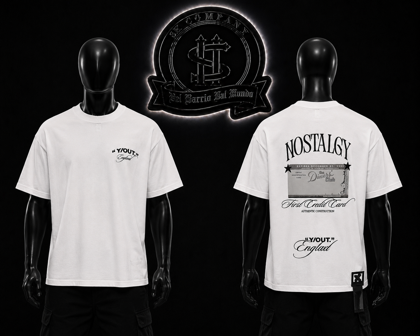 CAMISETA Y/OUT COLOR/BLANCO DETALLES/ESTAMPADO/GRAFICO/ESPALDA/LOGO/PEQUEÑO/ADELANTE