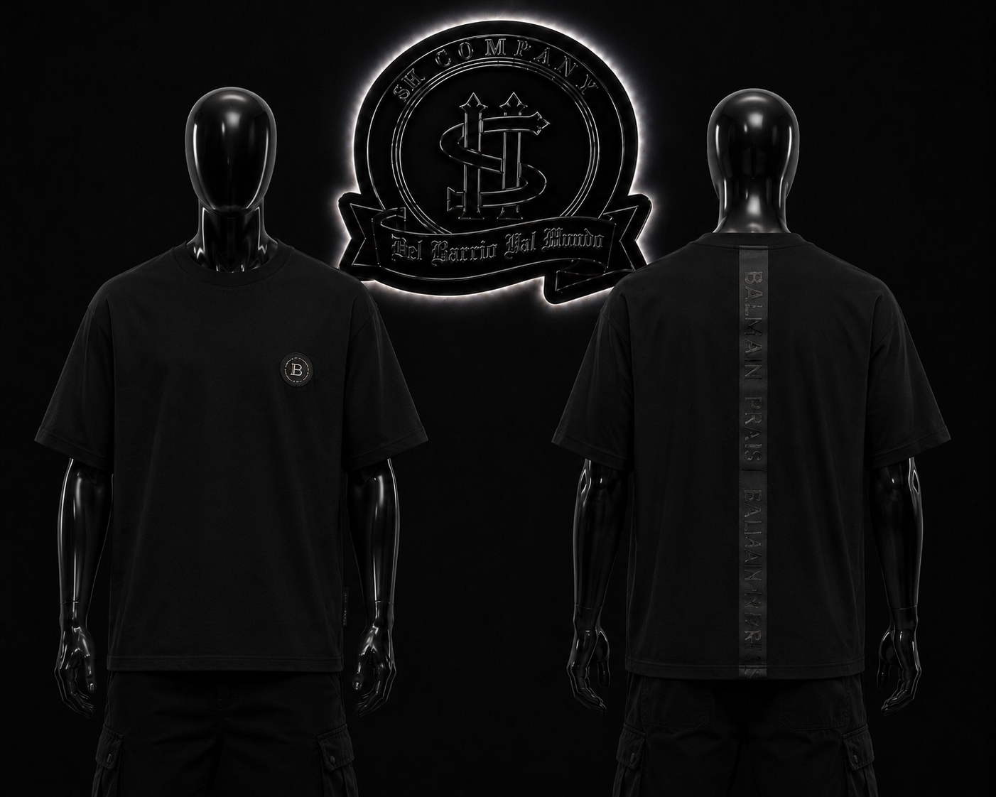 CAMISETA BLMN COLOR/NEGRO DETALLES/TIRA NEGRA/GRAFICO/ESPALDA/LOGO/ADELANTE/PEQUEÑO