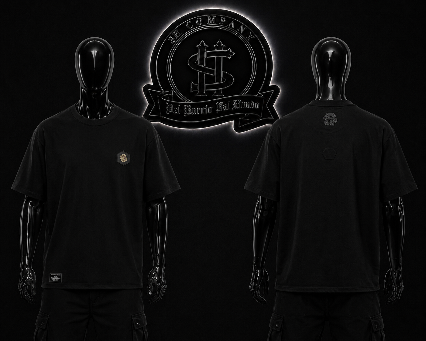 CAMISETA HG COLOR/NEGRO DETALLES/LOGO/ESPALDA/LOGO/PEQUEÑO/ADELANTE