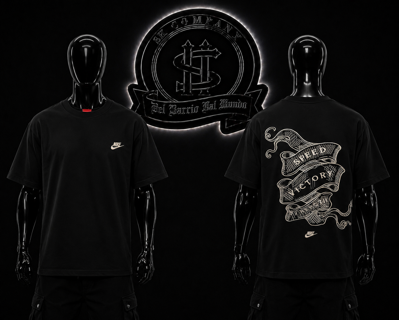 CAMISETA NK COLOR/NEGRO DETALLES/ESTAMPADO/GRAFICO/ESPALDA/AMARILLO/LOGO/PEQUEÑO/ADELANTE