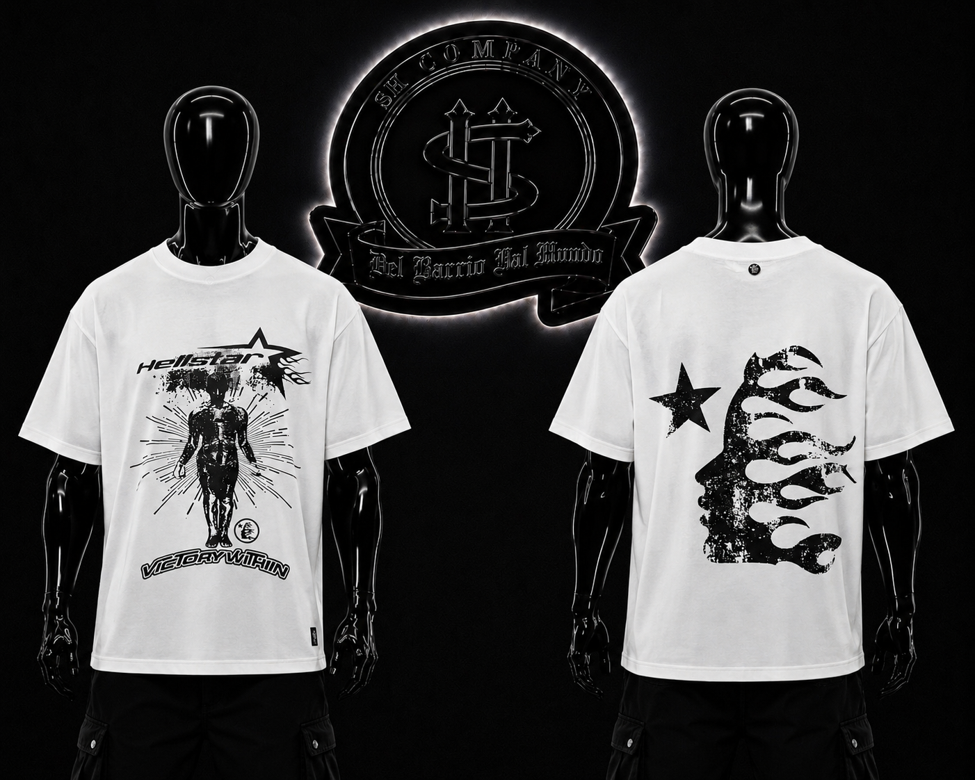 CAMISETA HLL STRT COLOR/BLANCO DETALLES/ESTAMPADO/GRAFICO/ESPALDA/ESTAMPADO/ADELANTE/GRAFICO