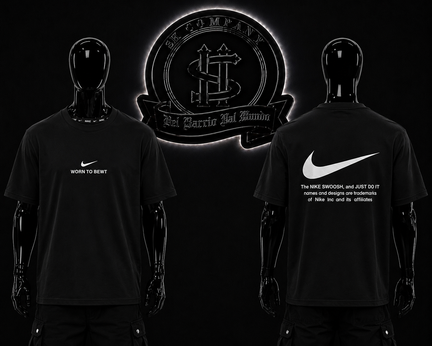 CAMISETA NK COLOR/NEGRO DETALLES/ESTAMPADO/ESPALDA/LOGO/ADELANTE/GRAFICO