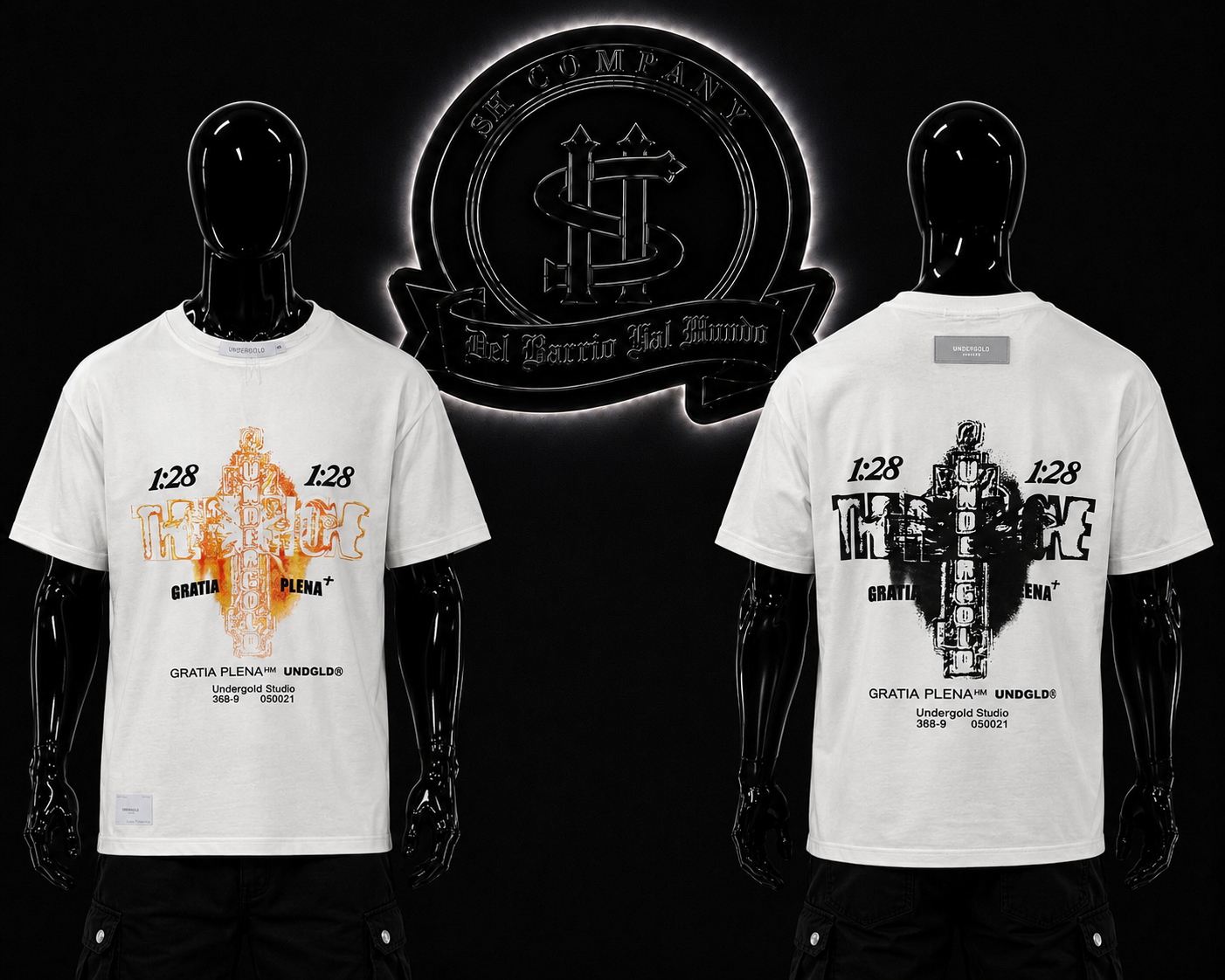 CAMISETA UG COLOR/BLANCO DETALLES/ESTAMPADO/ESPALDA/GRAFICO/ESTAMPADO/ADELANTE/GRAFICO