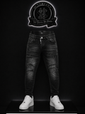 JEANS DSQ2 BOTA RECTA COLOR/NEGRO DETALLE/DEGRADADO/ROTOS NEGROS