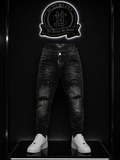 JEANS DSQ2 BOTA RECTA COLOR/NEGRO DETALLE/DEGRADADO/PINTURA BLANCA