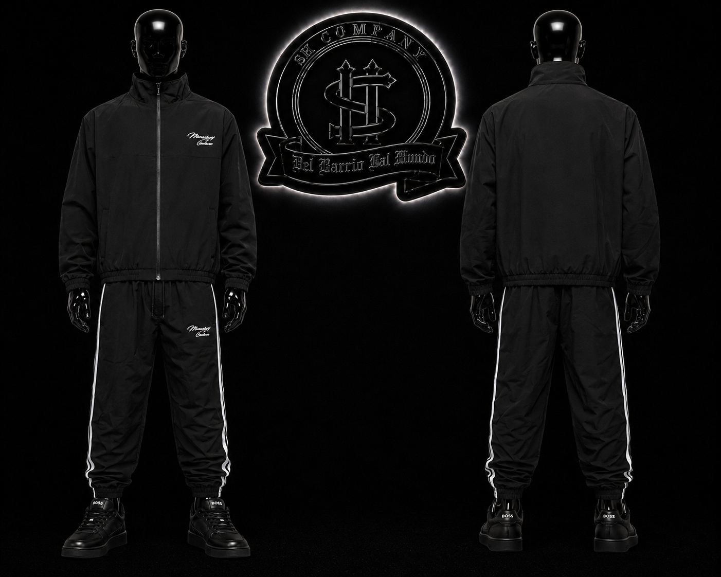 CONJUNTO MNSTR COLOR/NEGRO/DETALLES/LOGO/POSTERIOR/DISEÑO/LINEAS/VERTICALES