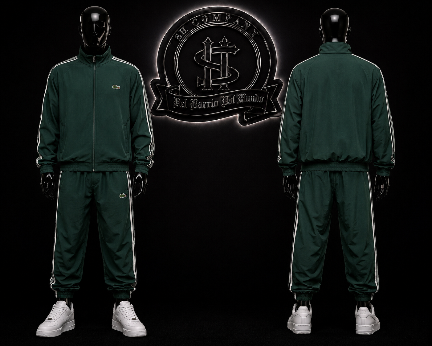 CONJUNTO LCST COLOR/VERDE OSCURO/DETALLES/LOGO/POSTERIOR/LINEAS/VERTICALES