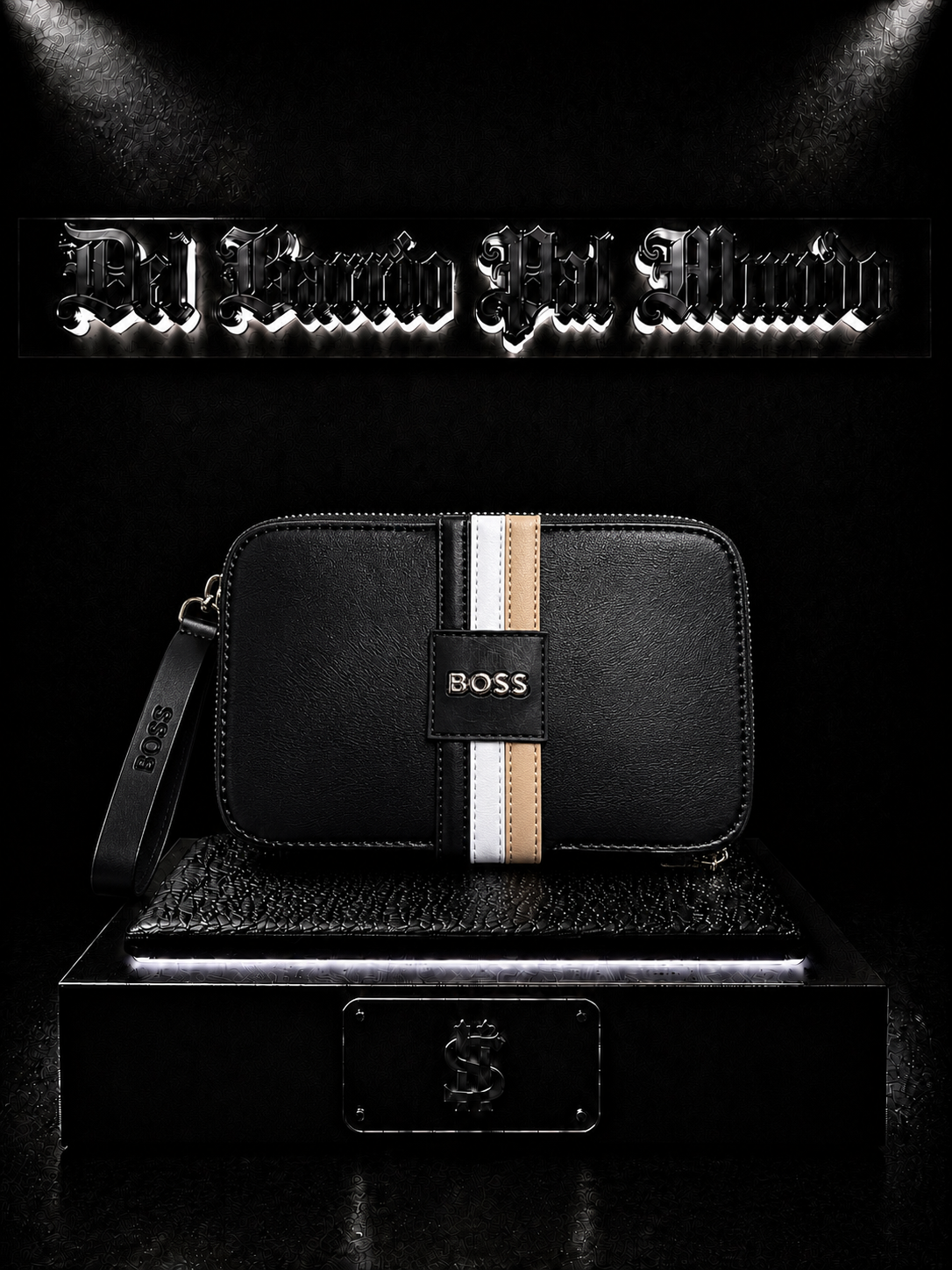 CARRIELES HG COLOR NEGRO/DETALLE/PLACA CENTRAL BOSS/BANDERA CENTRAL