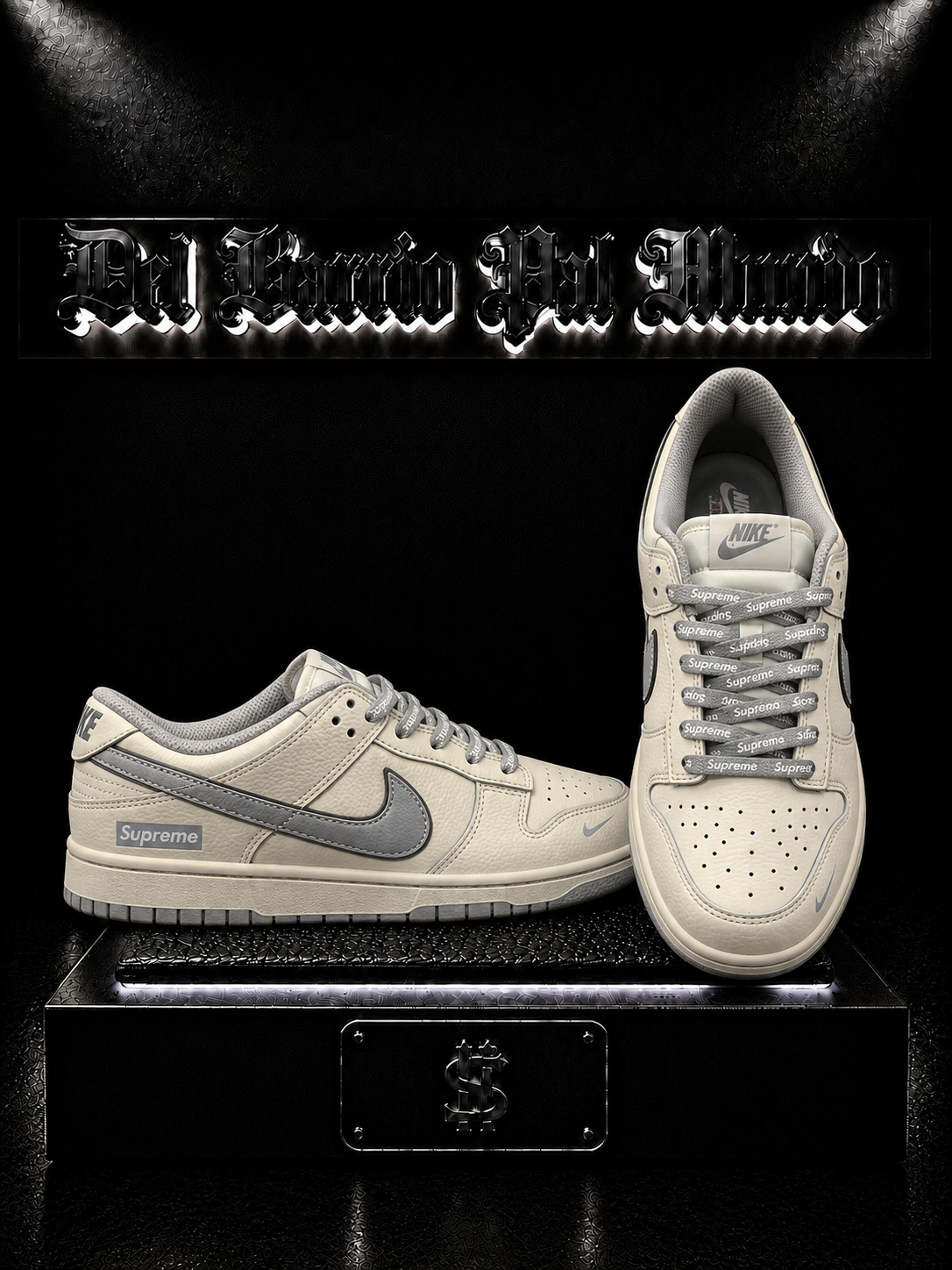 ZAPATILLAS NK X SPRM COLOR BEIGE/SUELA/GRIS/DETALLES/CORDONES "SUPREME"