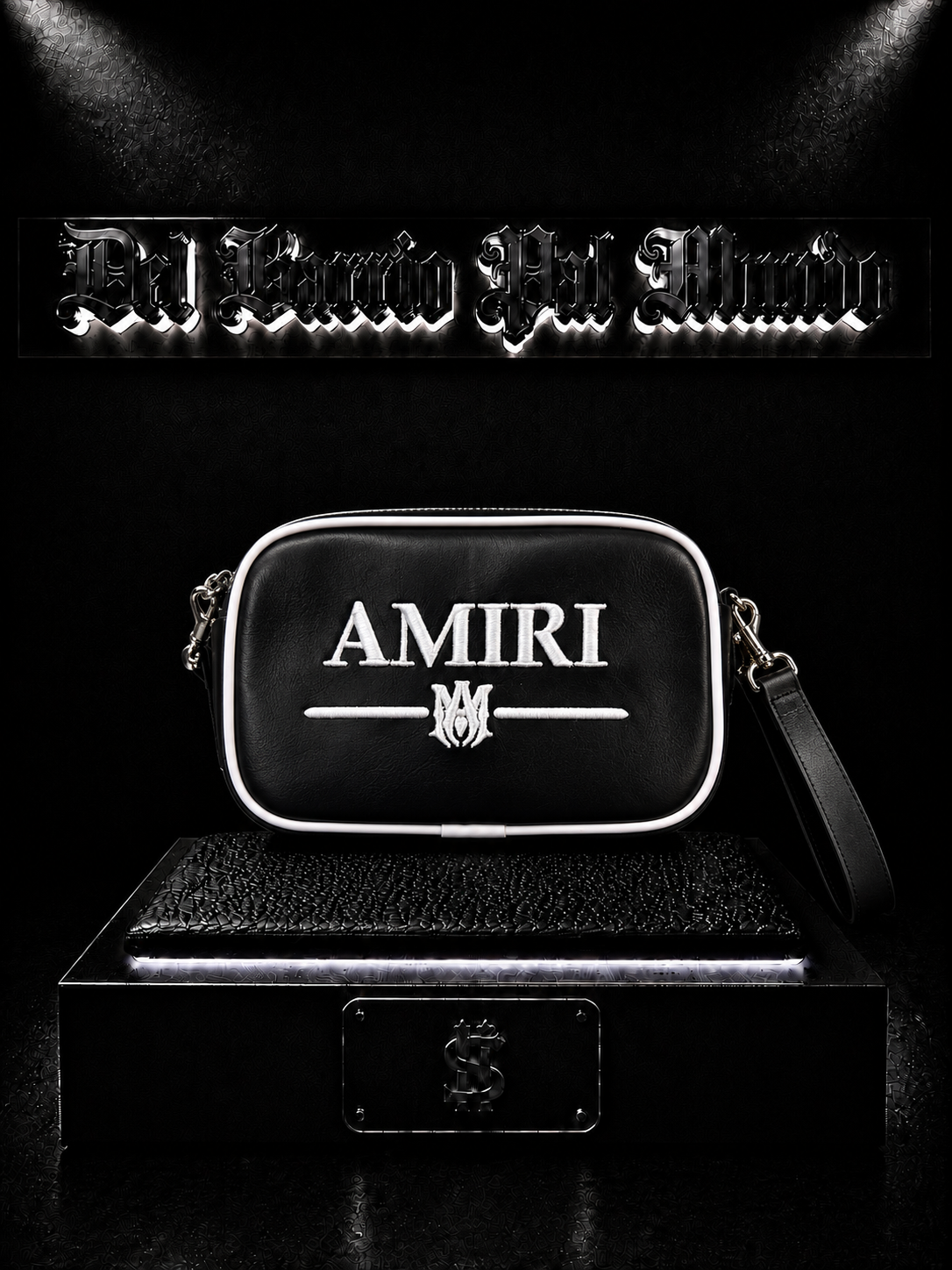 CARRIELE AMR COLOR NEGRO/DETALLE/PLACA EN GOMA "AMIRI LOGO"/